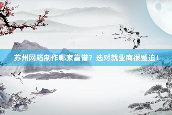 苏州网站制作哪家靠谱？选对就业商很蹙迫！