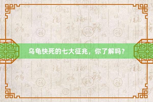 乌龟快死的七大征兆，你了解吗？